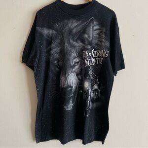 Vintage 3D Emblem T Shirt Wolf Motorcycle Biker Graphics Single Stitch